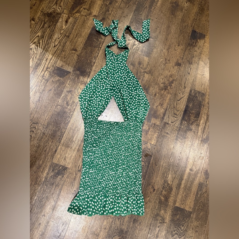 Green Polka Dot Halter Dress